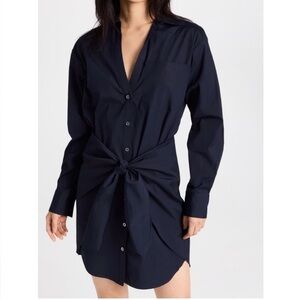 Veronica Beard Roanoke Mini Shirt Dress Navy Blue Long Sleeve Size 4